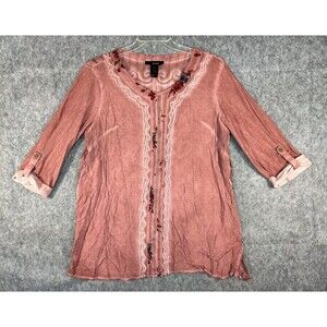 Ali Miles Women's Top Size XL Boho Festival Artsy Cottagecore Tunic Floral